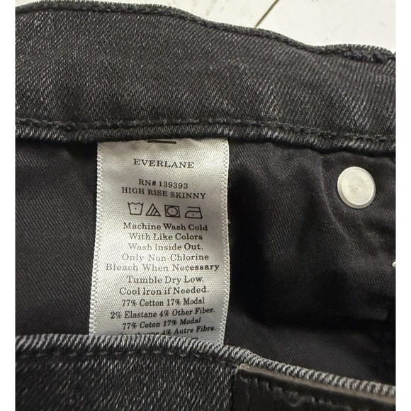 Everlane High-Rise Skinny Button Fly Jeans Black Size 27 Stretch - Picture 7 of 7